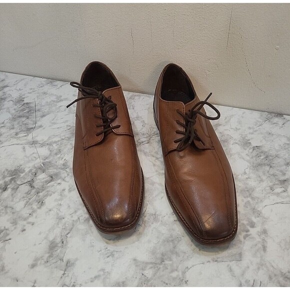 Florsheim Mens 10.5 D Dress Shoes Whiskey Brown Leather Lace Up Derby Business - Picture 2 of 13